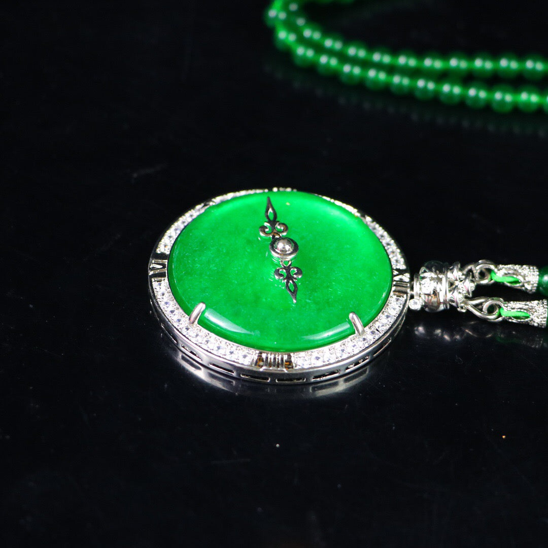 Chinese Antique Perfect High Ice Precision Carving [Ping An Buckle]