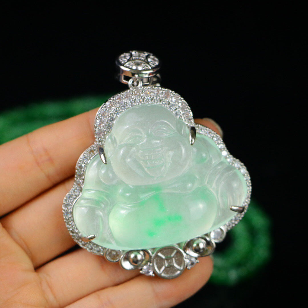 Chinese Antique Perfect High Ice Precision Carving 【 Maitreya Buddha Brand 】