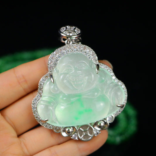 Chinese Antique Perfect High Ice Precision Carving 【 Maitreya Buddha Brand 】