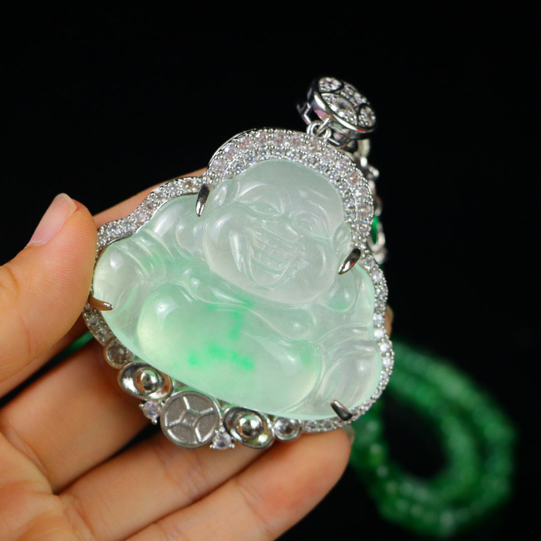 Chinese Antique Perfect High Ice Precision Carving 【 Maitreya Buddha Brand 】