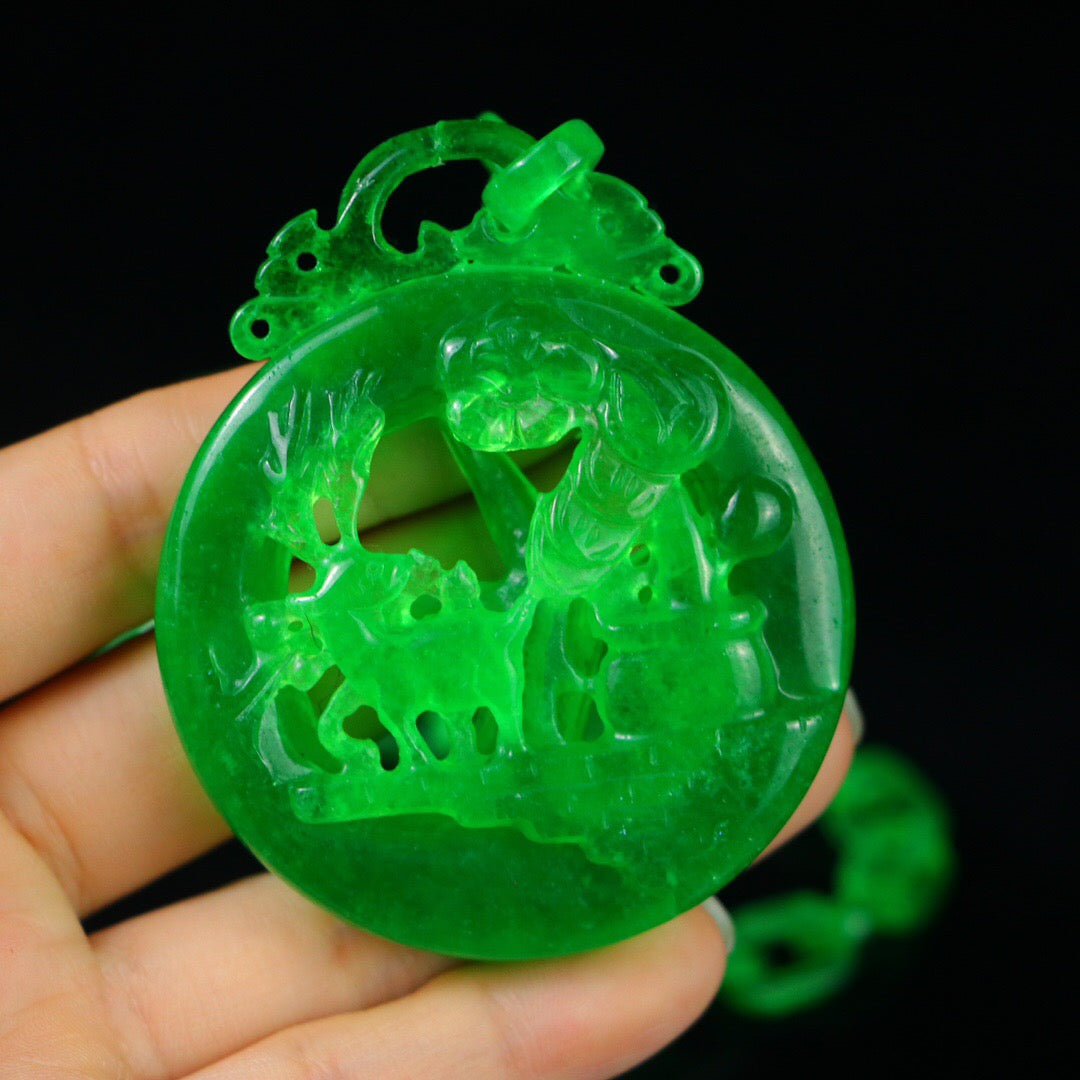 Chinese Antique Perfect High Ice Precision Carving [Deer Brand]