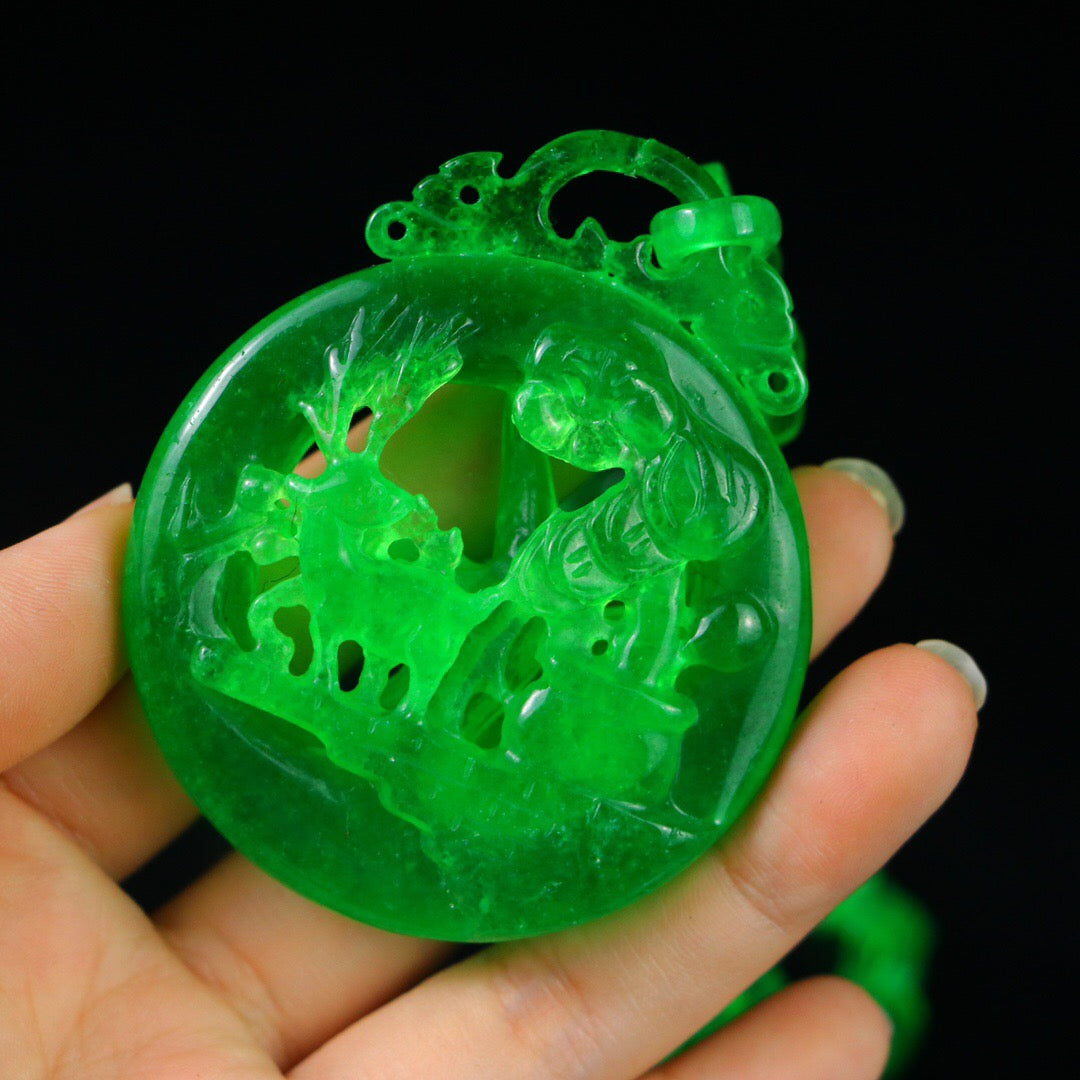 Chinese Antique Perfect High Ice Precision Carving [Deer Brand]