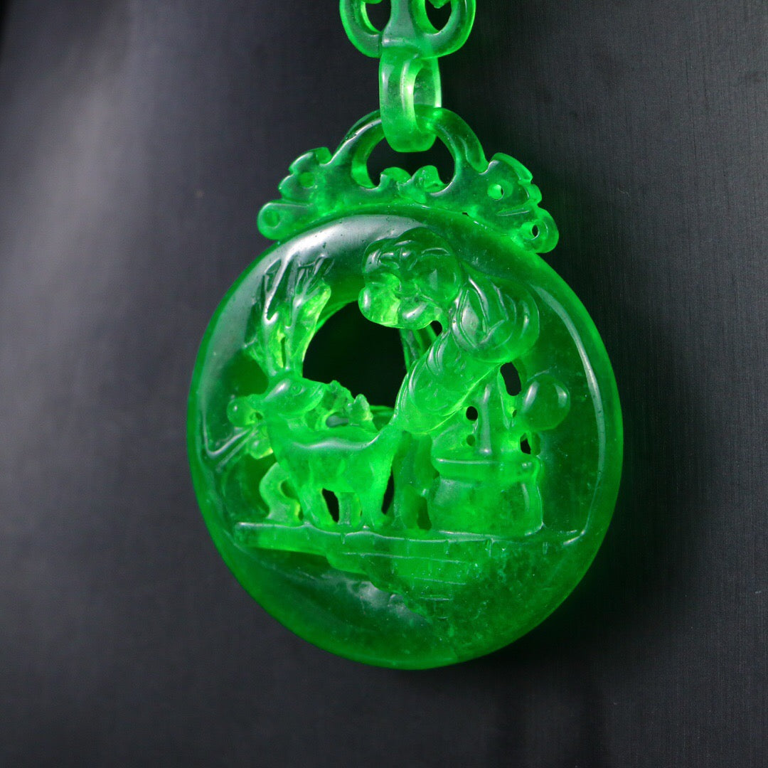 Chinese Antique Perfect High Ice Precision Carving [Deer Brand]