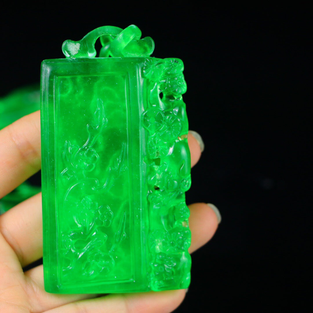 Chinese Antique Perfect High Ice Precision Carving [Flower and Bird Brand]