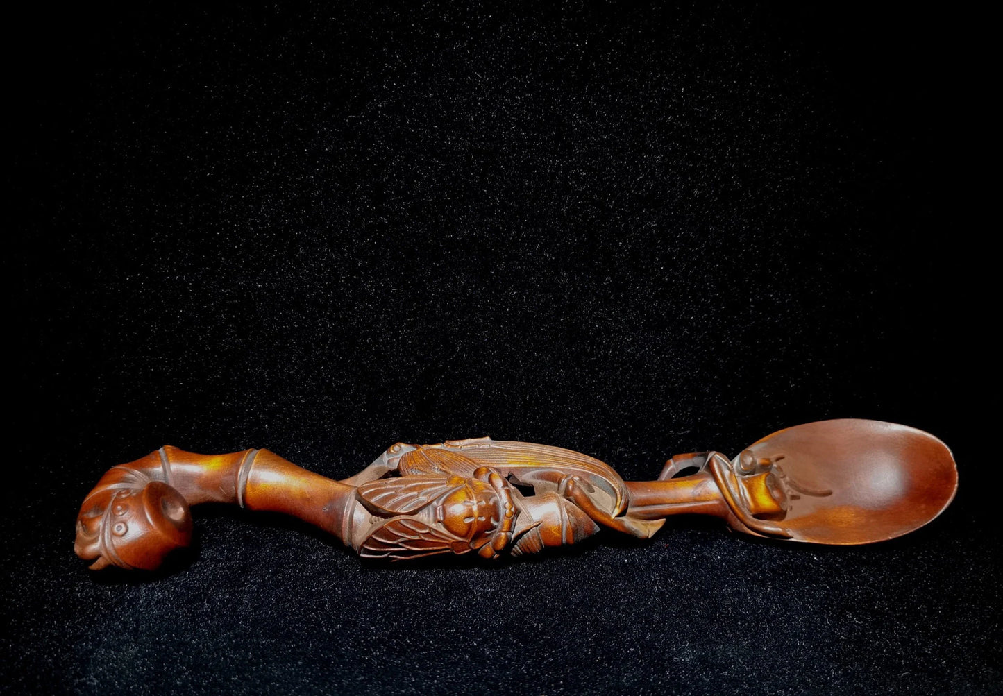 Wooden tea shovel hand-carved boxwood cicada tea shovel