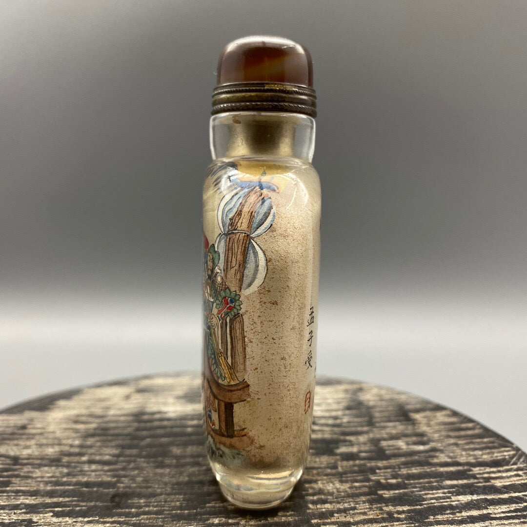 Chinese antique glass [single knife to the meeting] painted snuff bottle inside