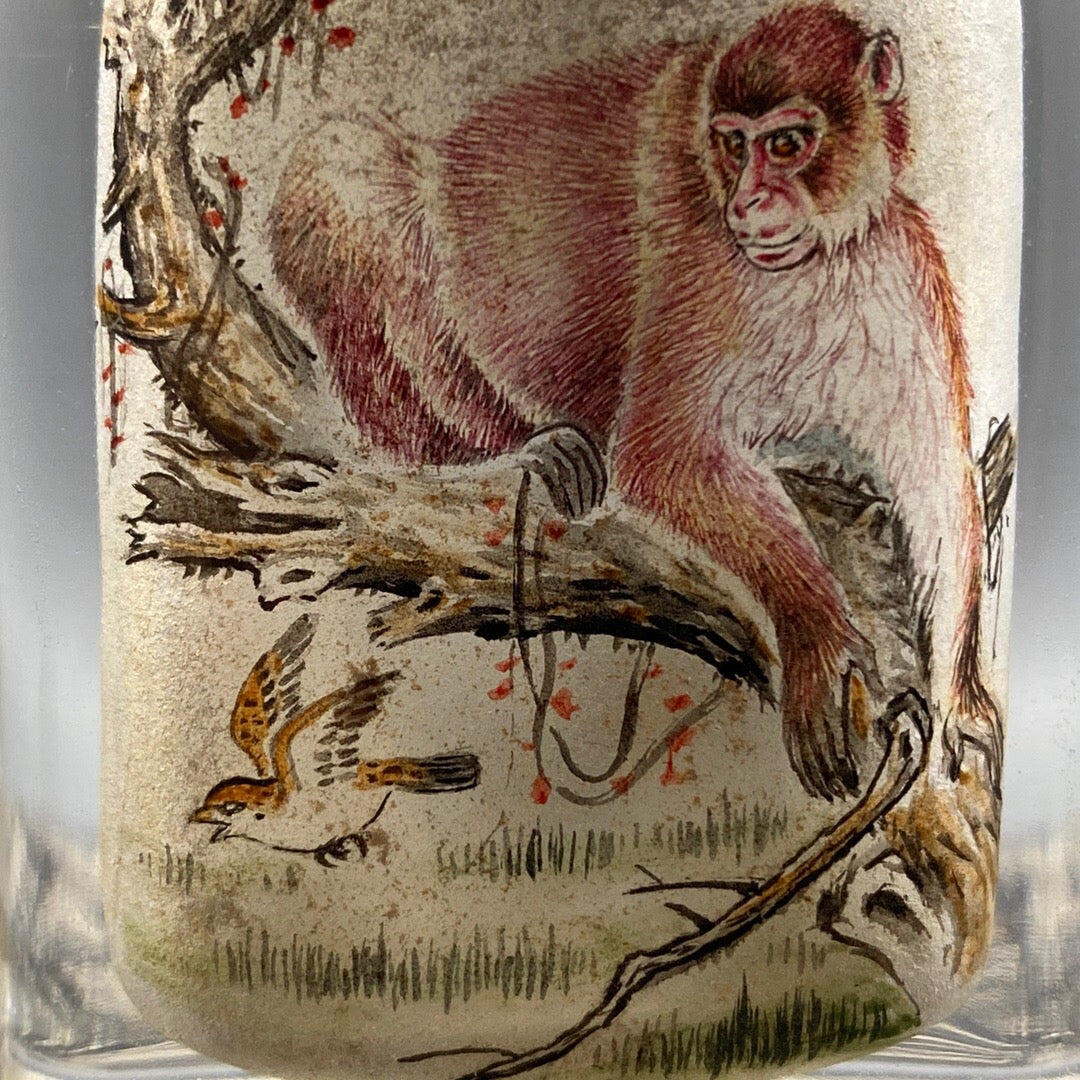 Chinese antique glass [Hou Feng Tu] painted snuff bottle inside