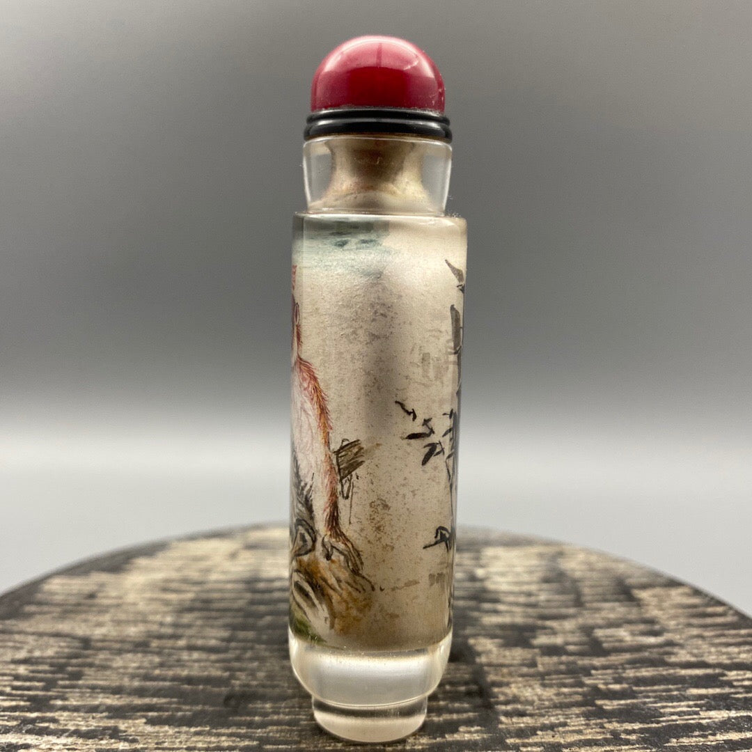 Chinese antique glass [Hou Feng Tu] painted snuff bottle inside