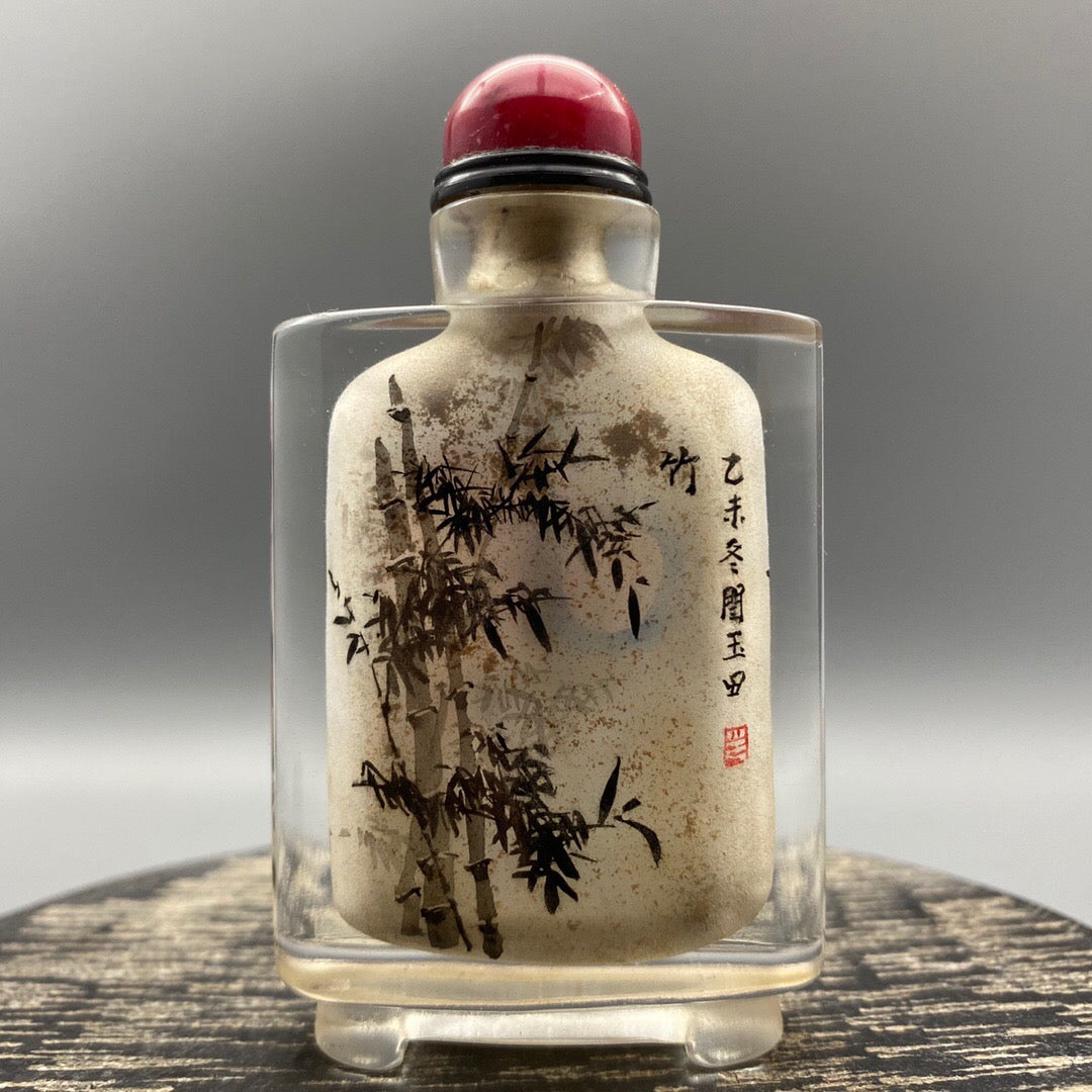 Chinese antique glass [Hou Feng Tu] painted snuff bottle inside