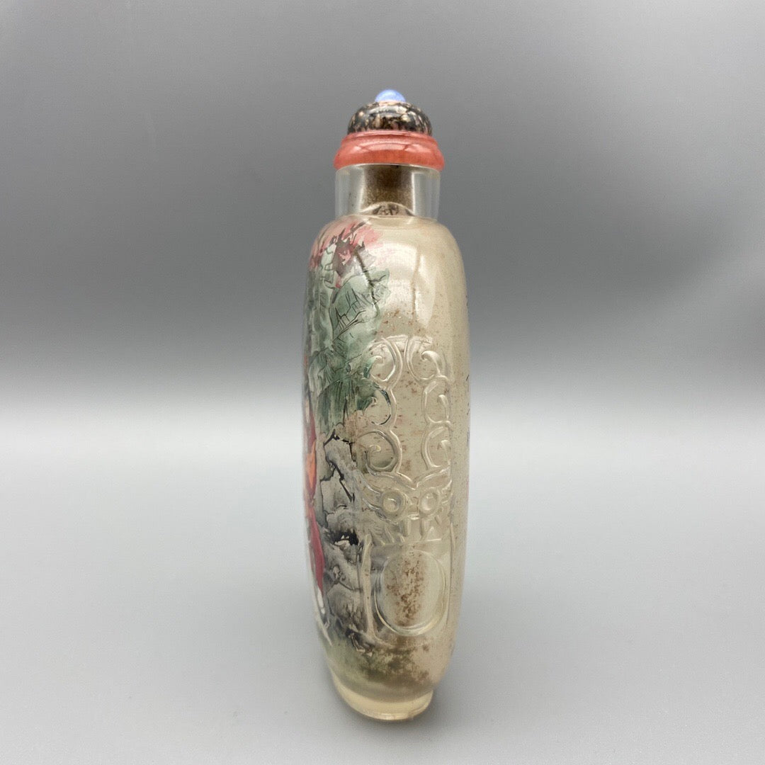 Chinese antique glass [Dream of the Red Chamber] painted snuff bottle