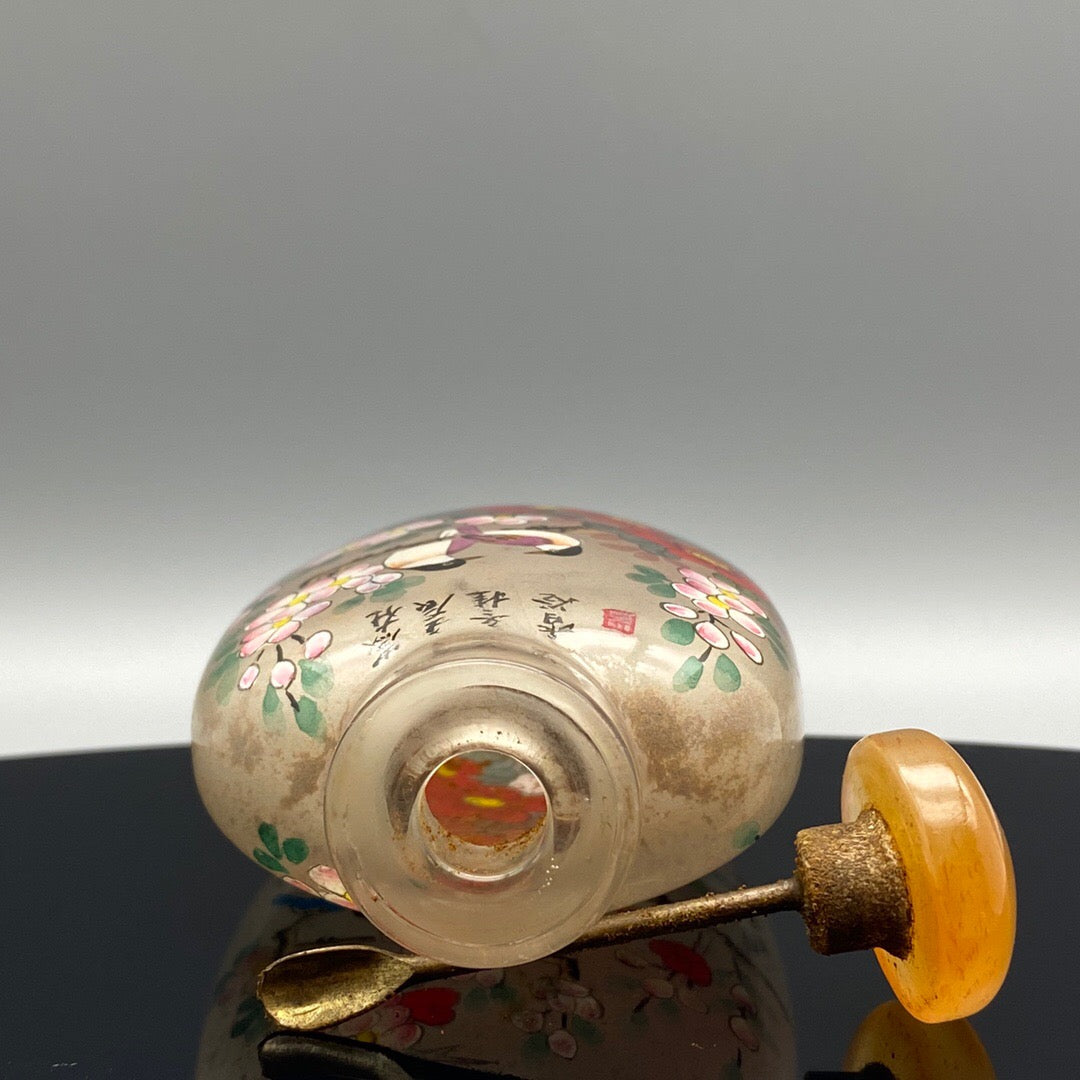 Chinese Antique Glass [Dual Dwelling Picture] Inner Painting snuff bottle