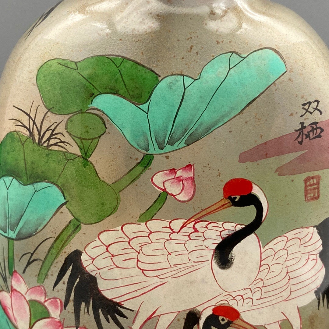 Chinese Antique Glass [Dual Dwelling Picture] Inner Painting snuff bottle
