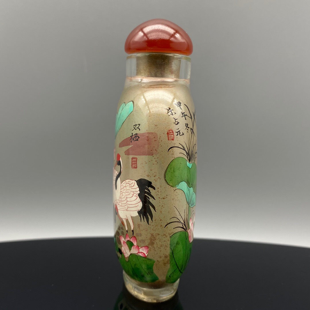 Chinese Antique Glass [Dual Dwelling Picture] Inner Painting snuff bottle