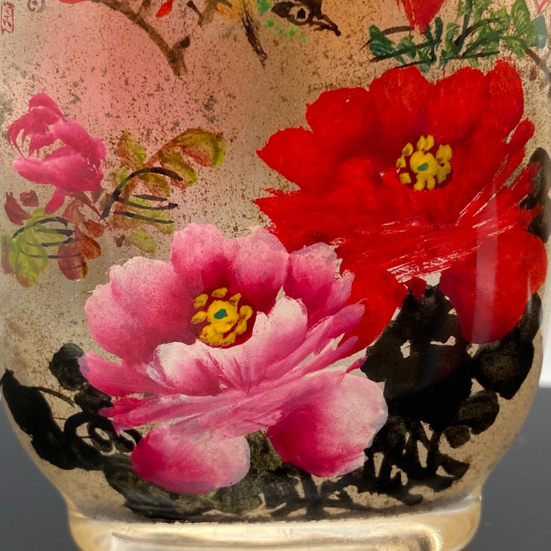 Chinese antique glass [national color and heavenly fragrance] inner painted snuff bottle