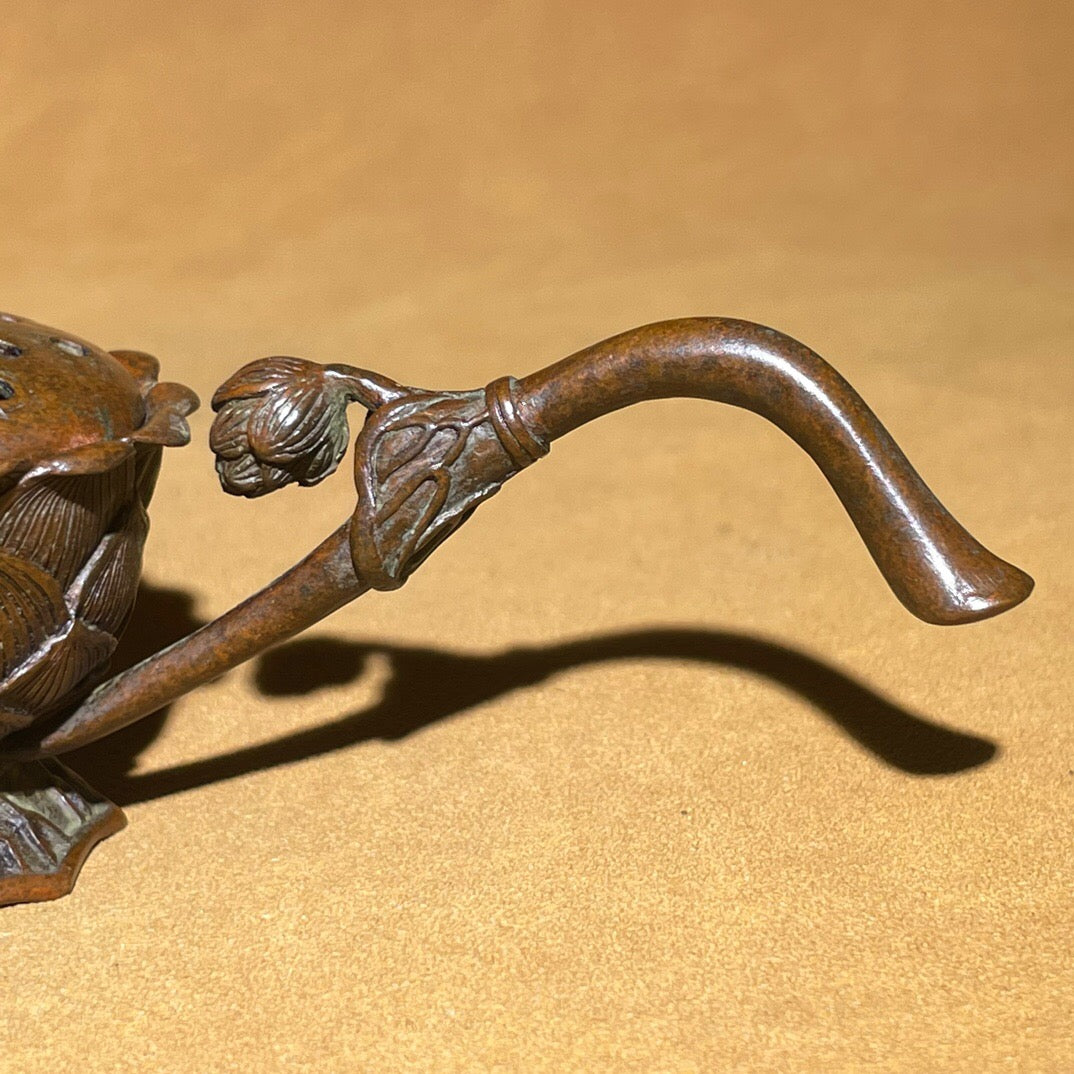 Chinese antique pure copper lotus tea pet fragrance decoration