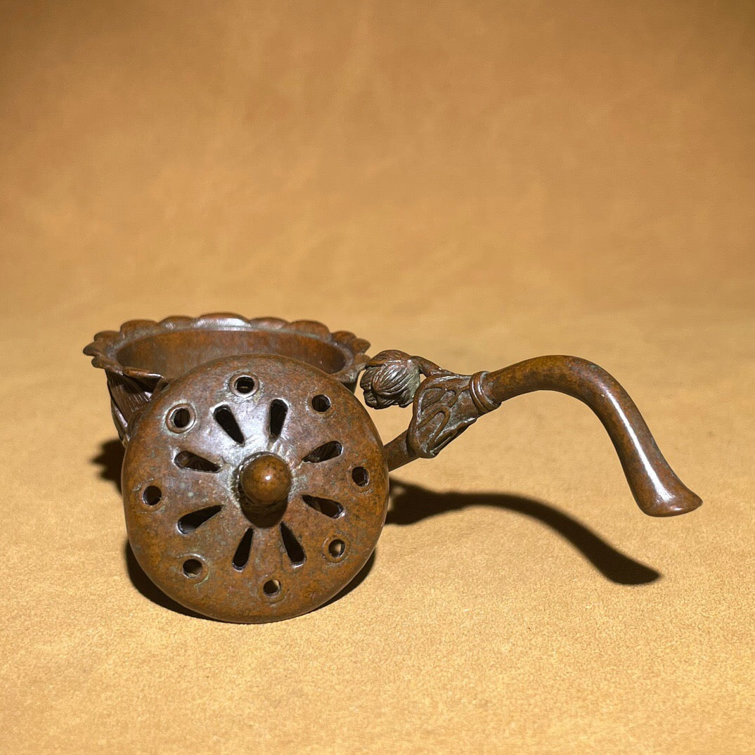 Chinese antique pure copper lotus tea pet fragrance decoration