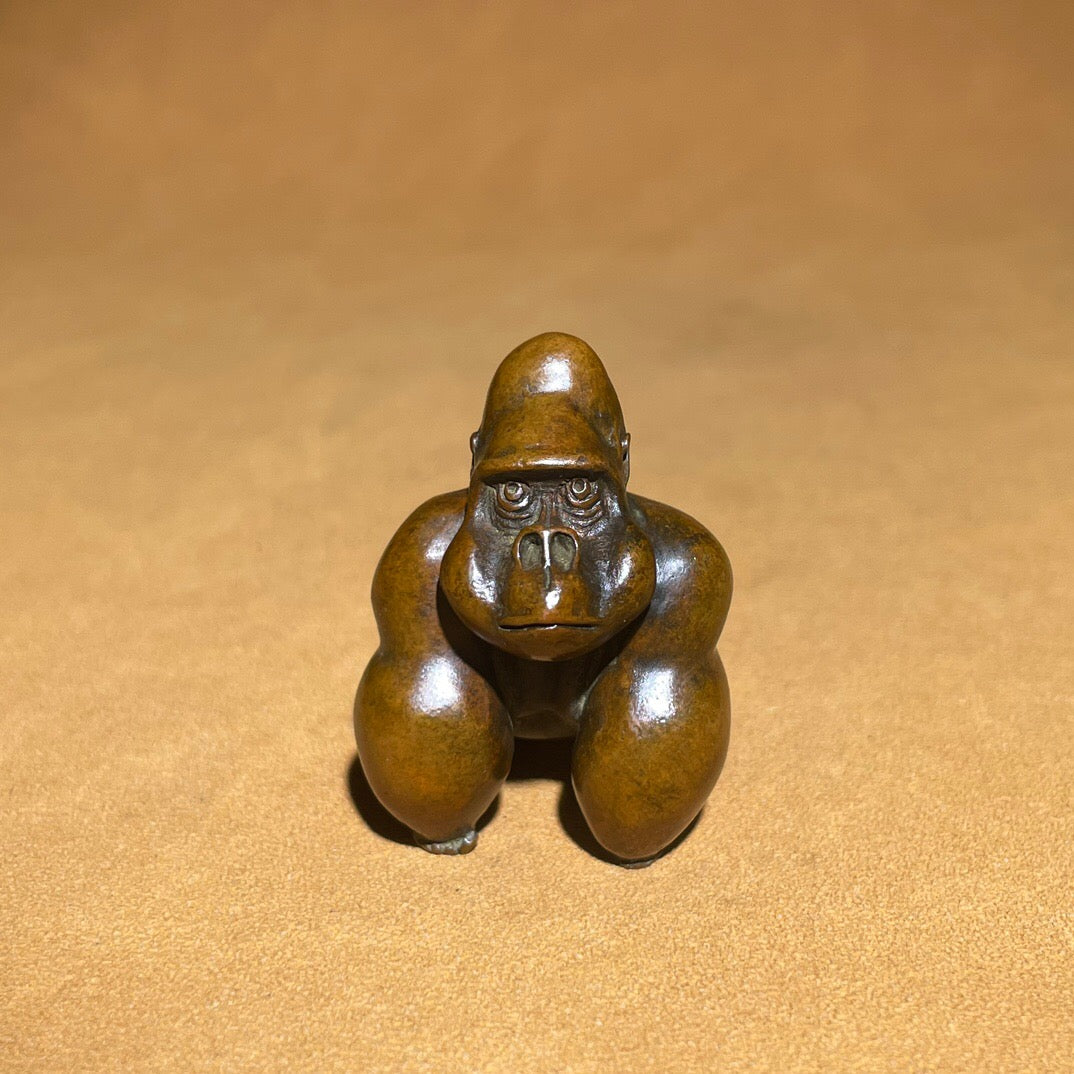 Chinese antique pure copper gorilla tea pet ornament