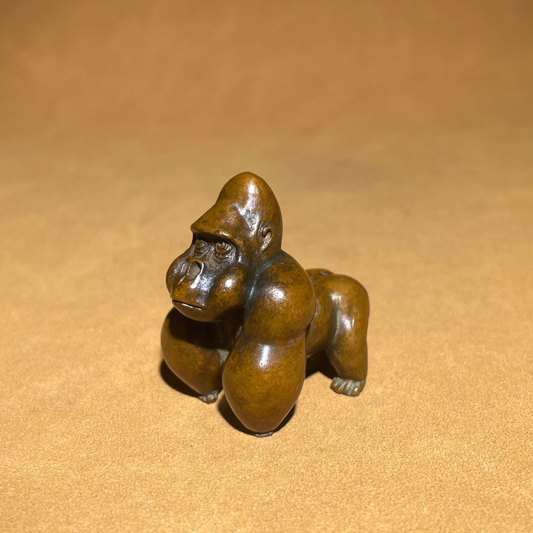 Chinese antique pure copper gorilla tea pet ornament