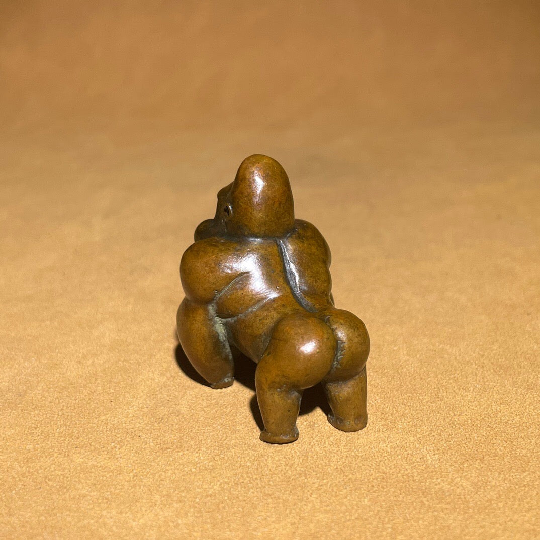 Chinese antique pure copper gorilla tea pet ornament