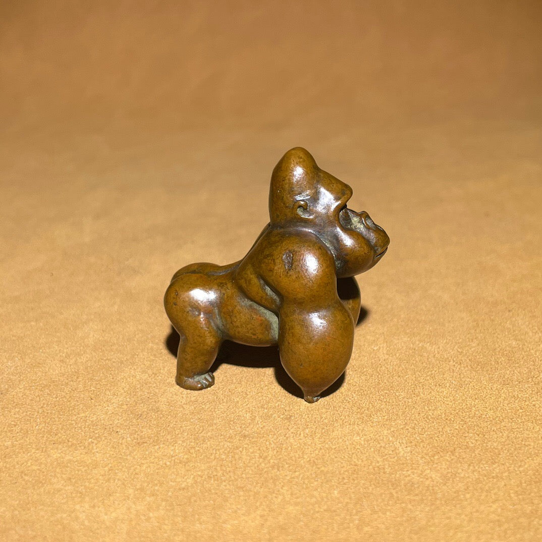 Chinese antique pure copper gorilla tea pet ornament