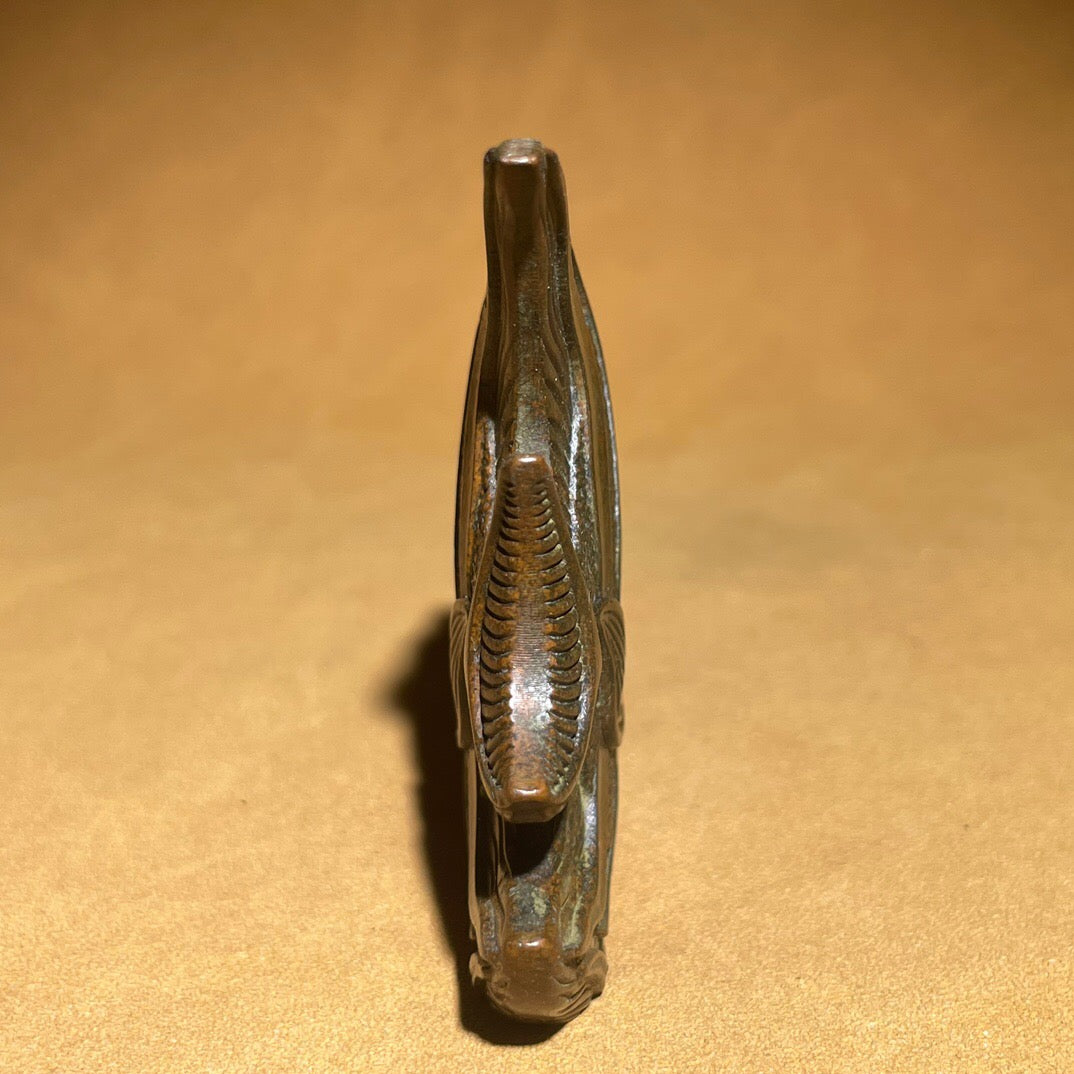 Chinese antique pure copper flounder tea pet fragrant decoration