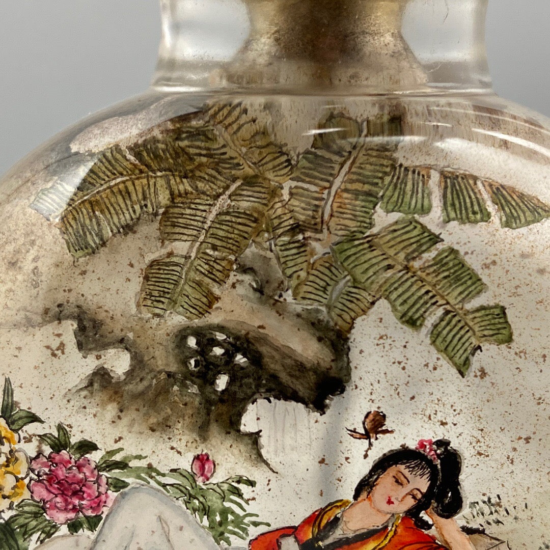Chinese antique handmade painting [Xiangyun Mianshao] glass inner painting snuff bottle