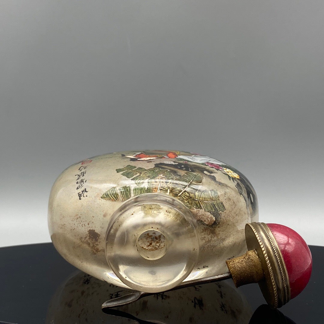 Chinese antique handmade painting [Xiangyun Mianshao] glass inner painting snuff bottle