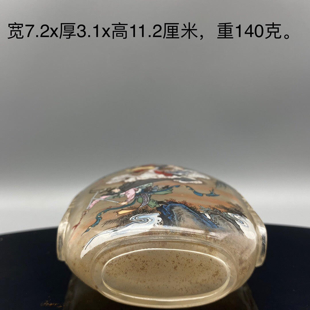 Chinese antique handmade painting [Three dozen white bone essence] glass inner painting snuff bottle