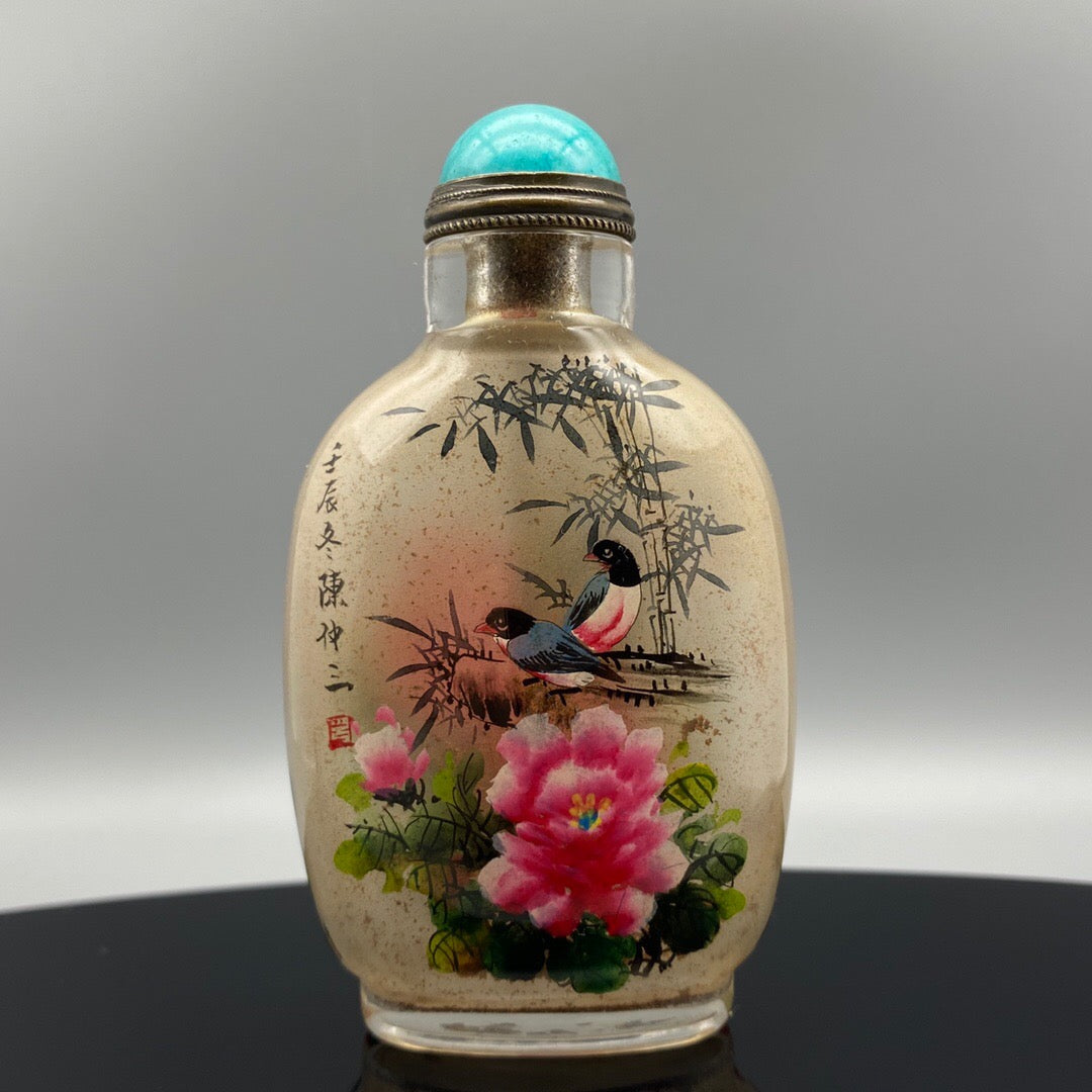 Chinese antique glass handmade painting [Dual] Inner painting snuff bottle