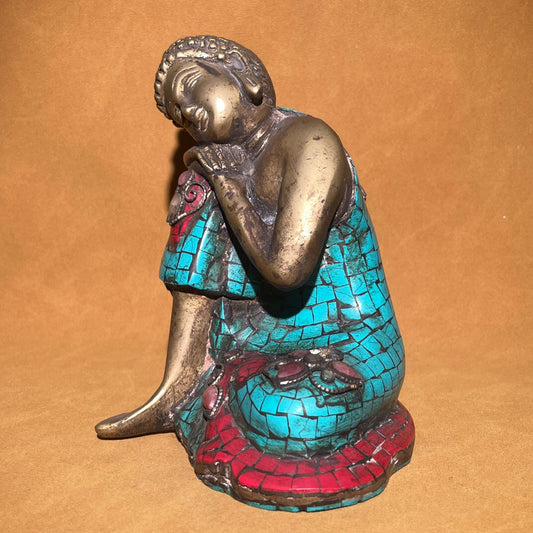 Chinese antique pure copper contemplative Buddha statue