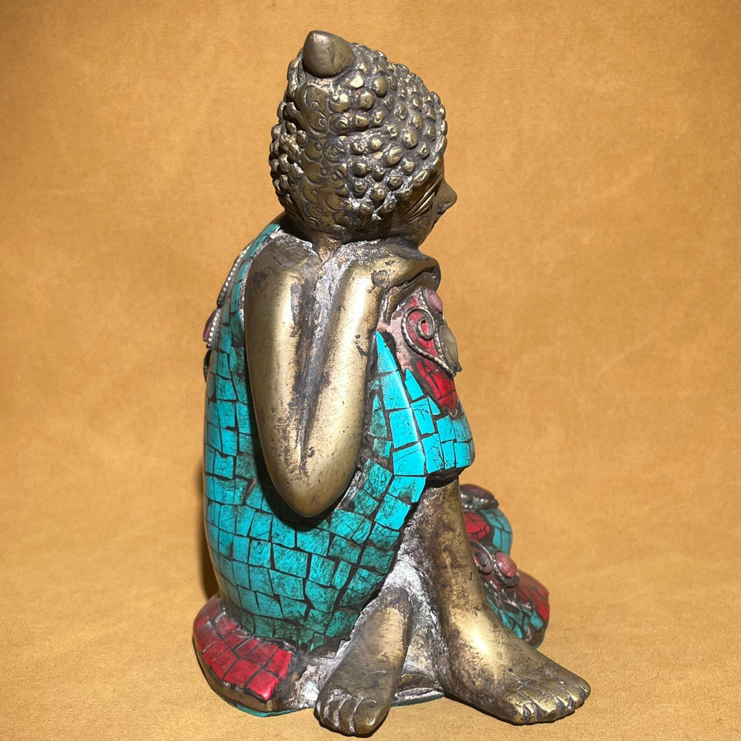 Chinese antique pure copper contemplative Buddha statue