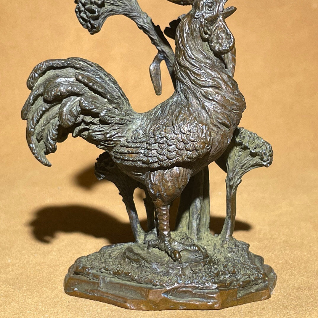 Chinese antique pure copper crown with added crown tea pet ornament