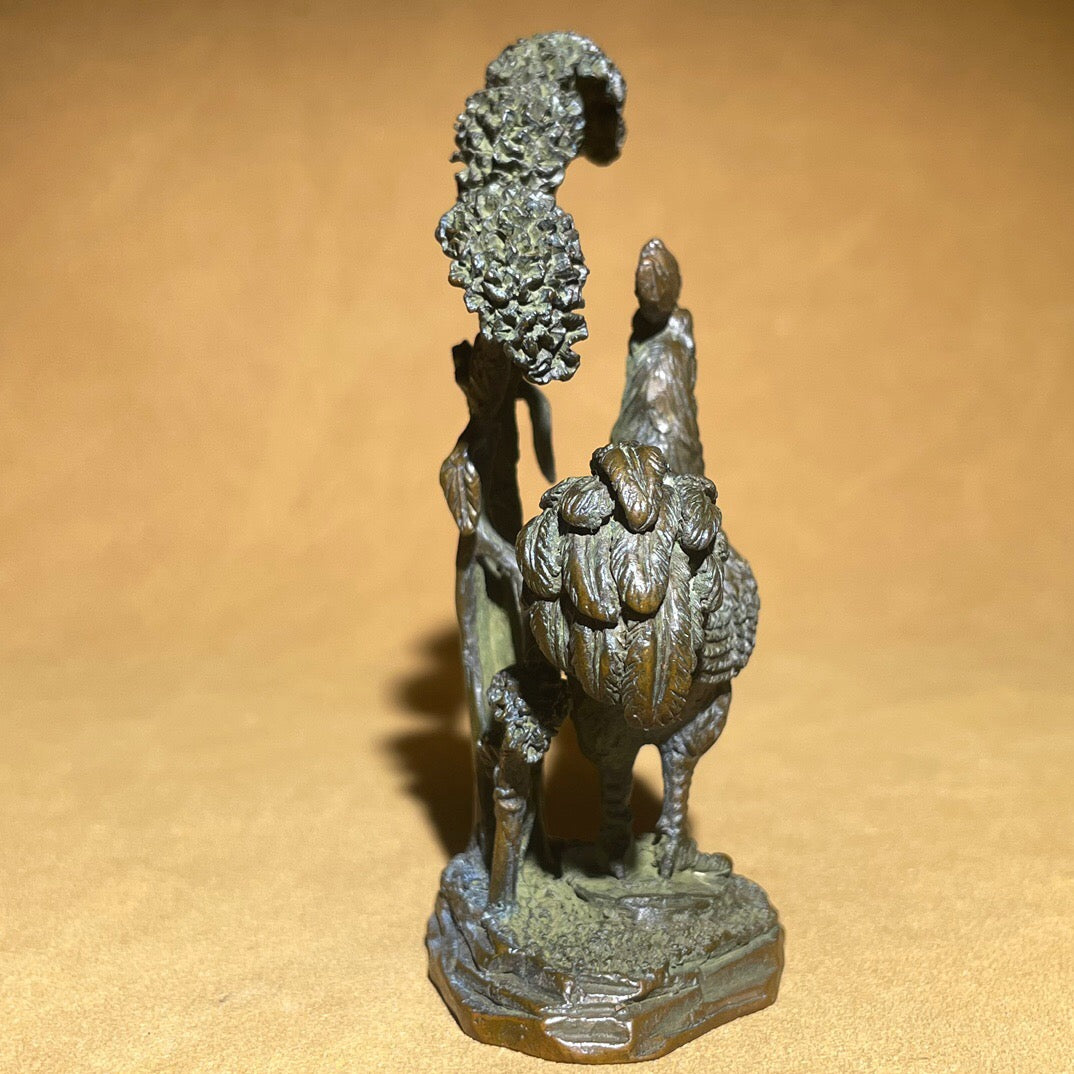 Chinese antique pure copper crown with added crown tea pet ornament