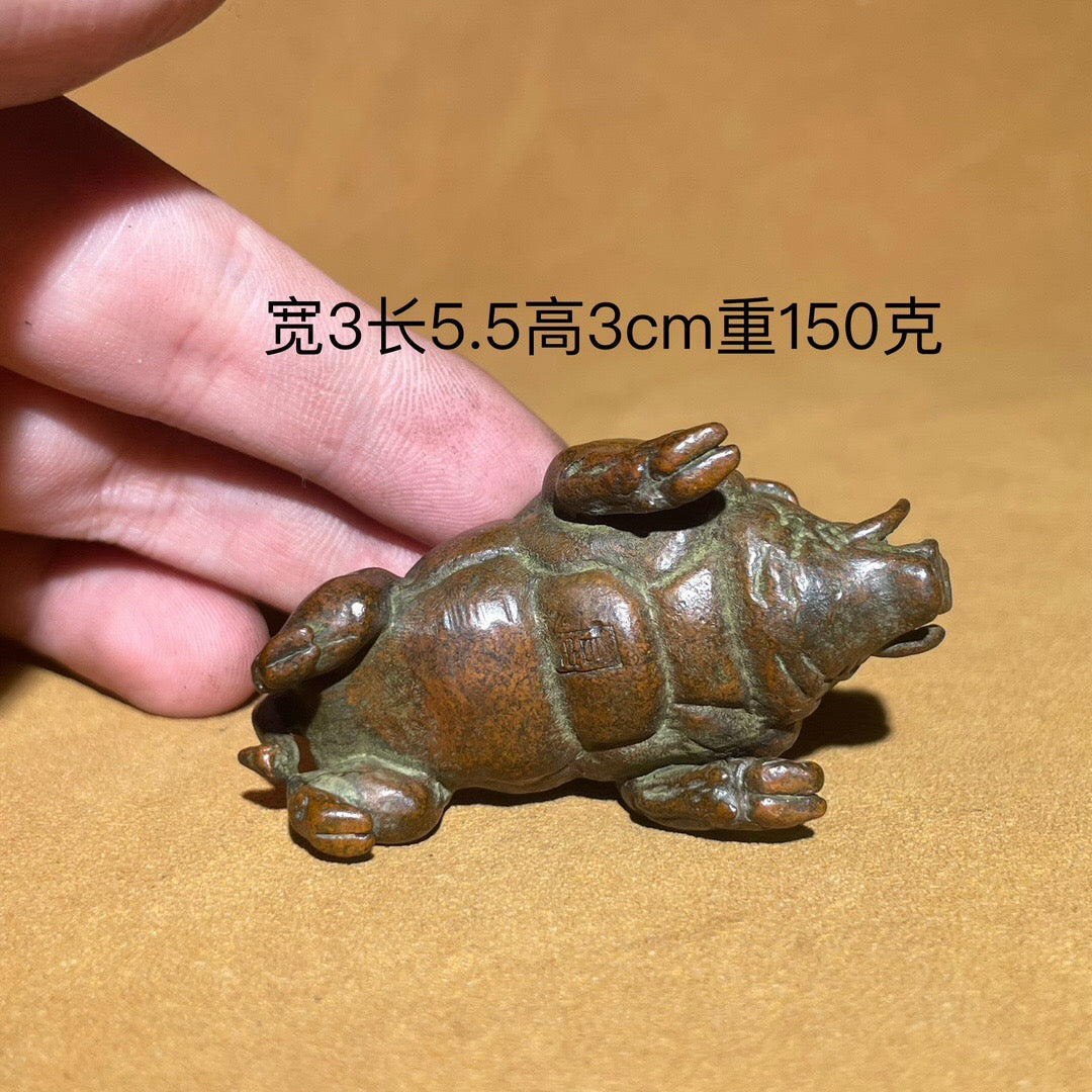 Chinese antique pure copper wild boar tea pet ornament