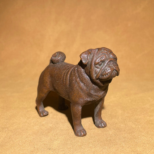 Chinese antique pure copper Bage dog tea pet ornament