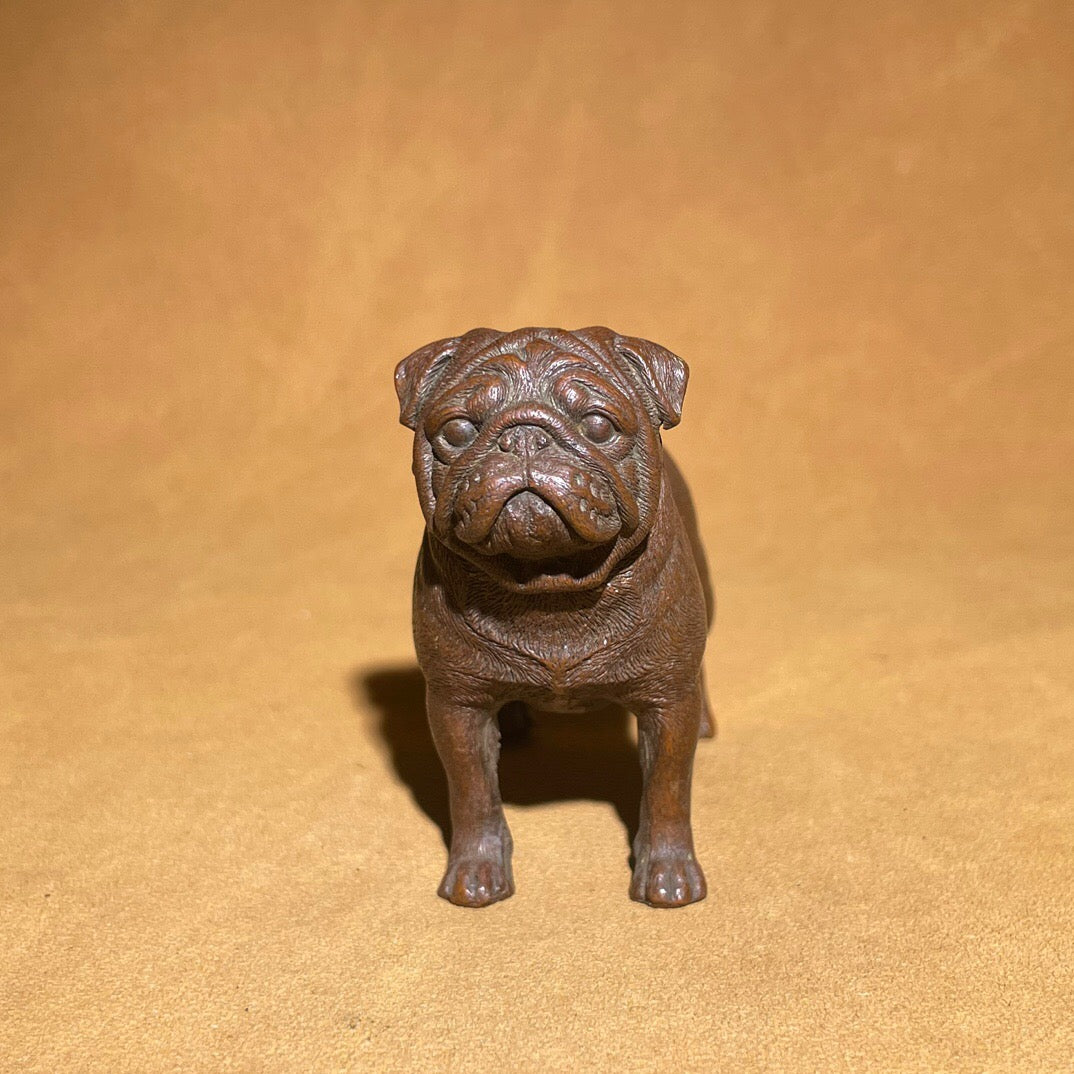 Chinese antique pure copper Bage dog tea pet ornament