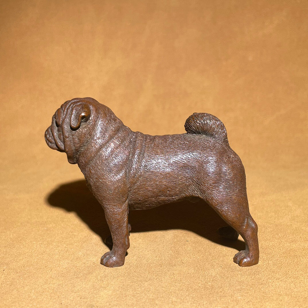 Chinese antique pure copper Bage dog tea pet ornament