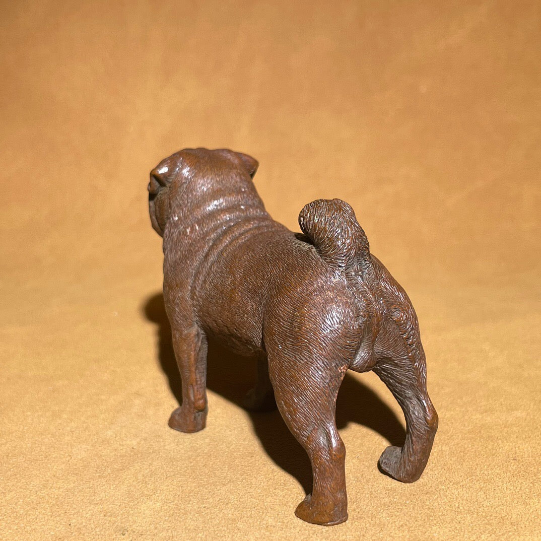 Chinese antique pure copper Bage dog tea pet ornament