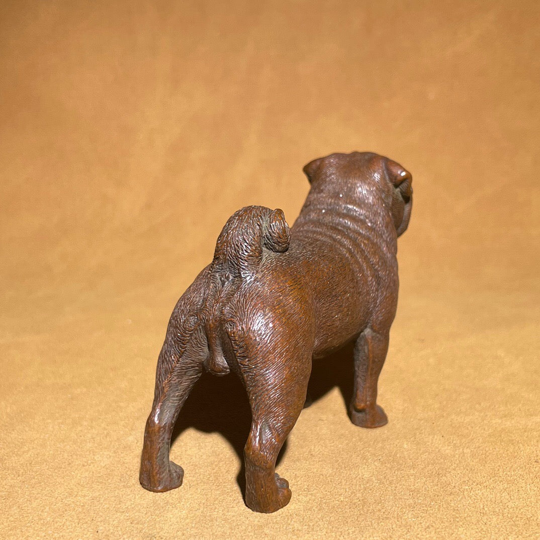 Chinese antique pure copper Bage dog tea pet ornament