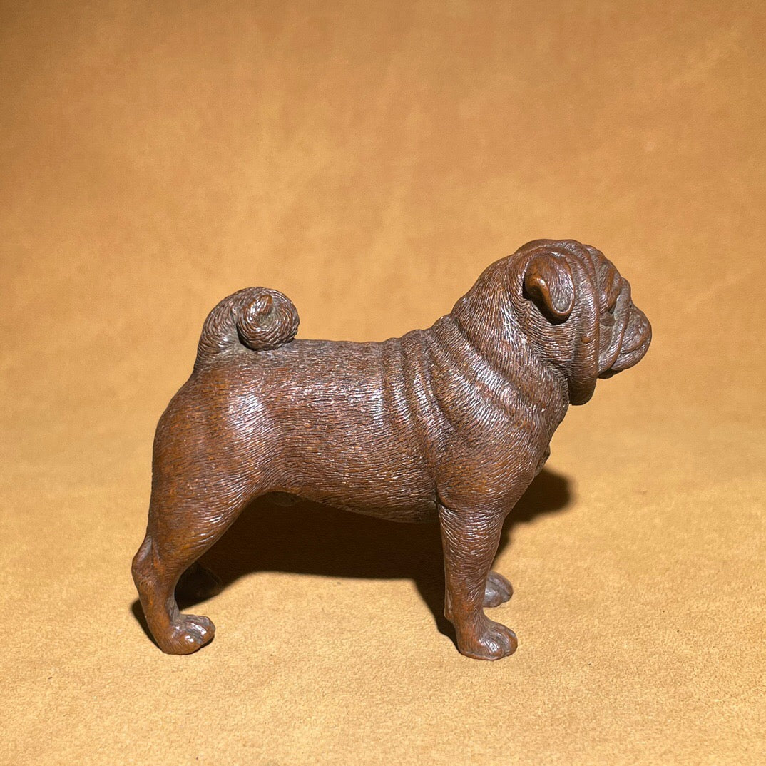 Chinese antique pure copper Bage dog tea pet ornament