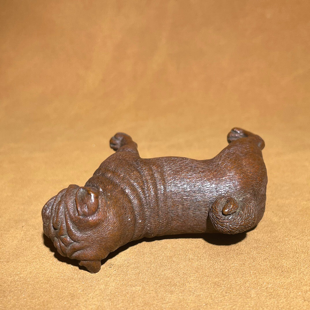 Chinese antique pure copper Bage dog tea pet ornament