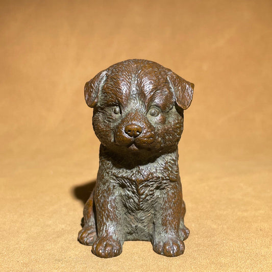 Chinese antique pure copper cute dog tea pet ornament