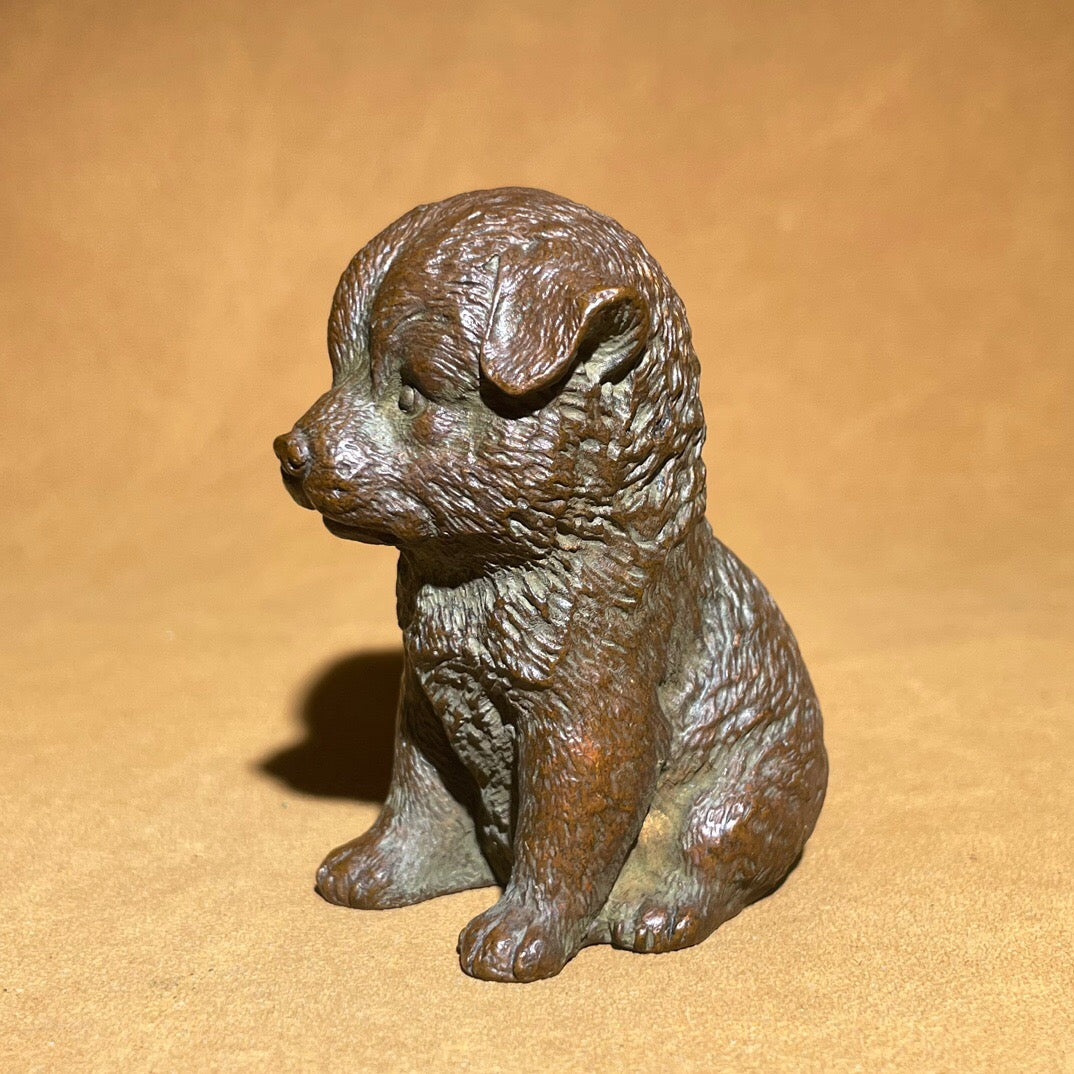 Chinese antique pure copper cute dog tea pet ornament
