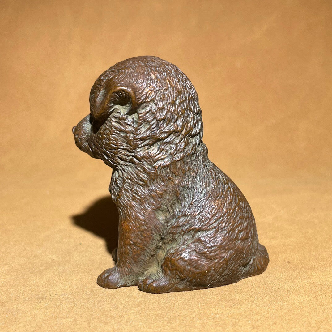 Chinese antique pure copper cute dog tea pet ornament