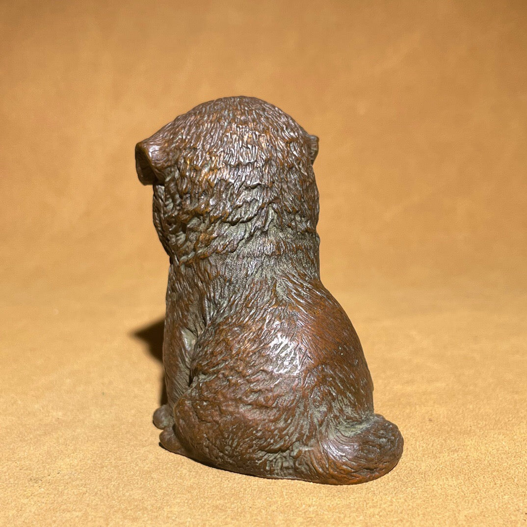 Chinese antique pure copper cute dog tea pet ornament