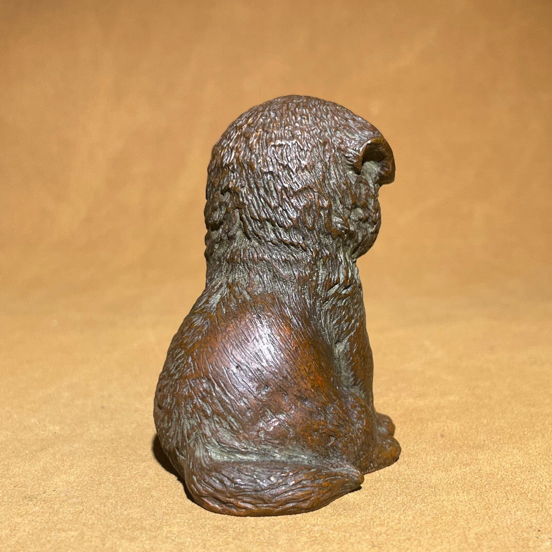 Chinese antique pure copper cute dog tea pet ornament