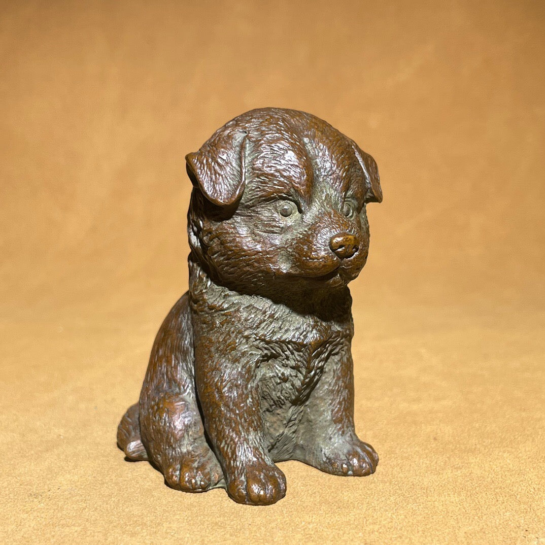 Chinese antique pure copper cute dog tea pet ornament