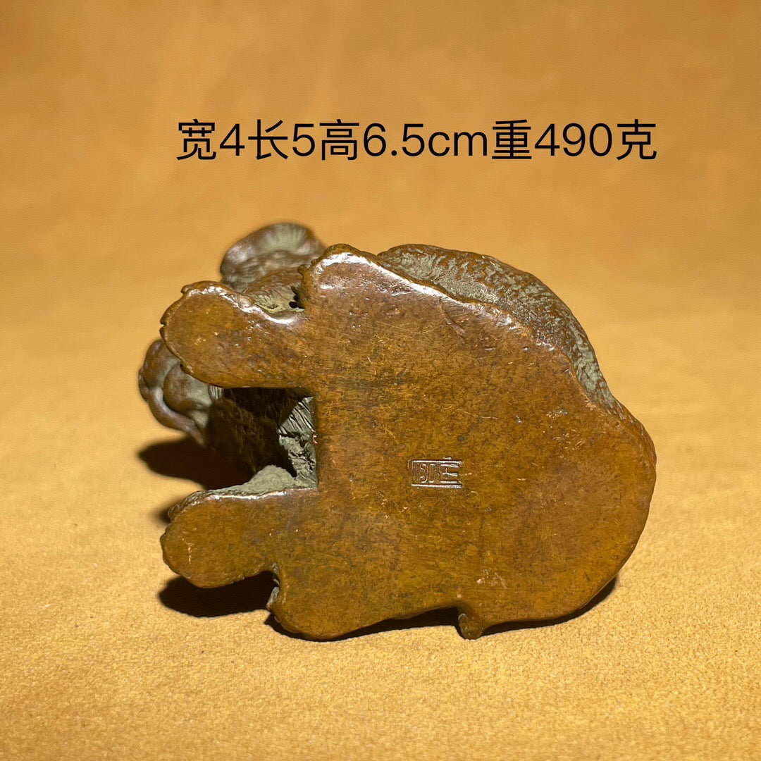 Chinese antique pure copper cute dog tea pet ornament