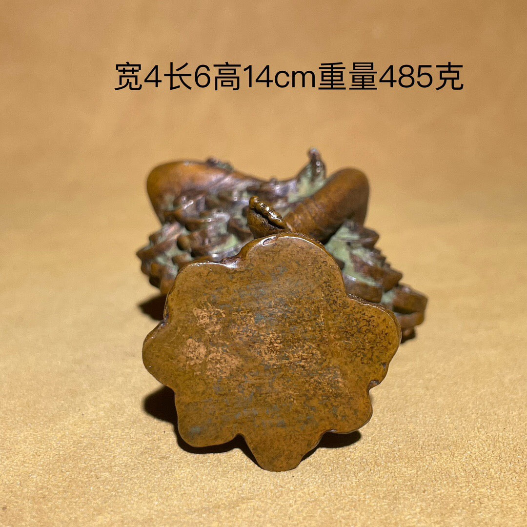 Chinese antique pure copper auspicious cloud Guanyin statue