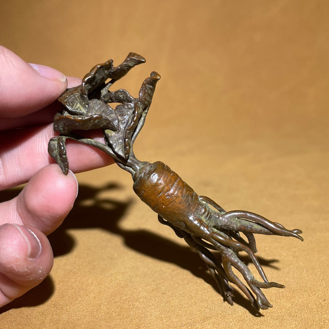 Chinese antique pure copper Ganoderma tea pet ornament